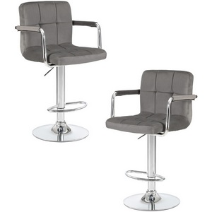 Изображение товара Набор 2 шт стул барный DOBRIN KRUGER ARM (серый велюр (MJ9-75))