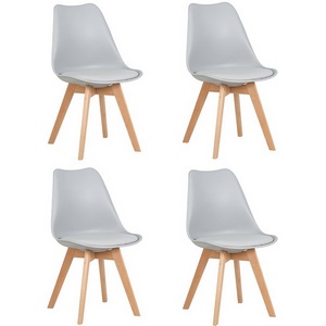 Изображение товара Набор 4 шт стул обеденный DOBRIN JERRY SOFT (ножки светлый бук, цвет сиденья светло-серый (GR-01))