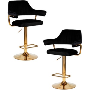 Изображение товара Набор 2 шт стул барный DOBRIN CHARLY GOLD (черный велюр (MJ9-101))