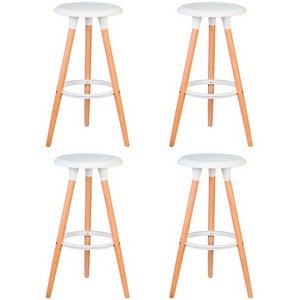 Изображение товара Набор 4 шт табурет барный DOBRIN ROYCE (ножки светлый бук, цвет белый (W-02))