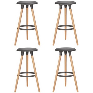 Изображение товара Набор 4 шт табурет барный DOBRIN ROYCE (ножки светлый бук, цвет темно-серый (GR-04))
