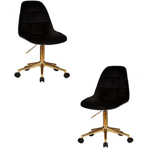 Изображение товара Набор 2 шт офисное кресло для персонала DOBRIN MONTY GOLD (чёрный велюр (MJ9-101))