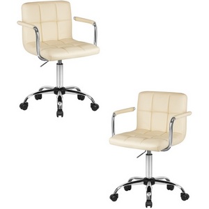 Изображение товара Набор 2 шт компьютерное кресло - стул компьютерный с тканевой обивкой для персонала DOBRIN TERRY (кремовый)