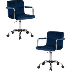 Изображение товара Кресло офисное на колесиках с высотой сиденья 45 см для персонала DOBRIN TERRY (синий велюр (MJ9-117))
