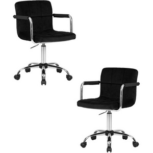 Изображение товара Набор 2 шт компьютерное кресло - стул компьютерный с тканевой обивкой для персонала DOBRIN TERRY (черный велюр (MJ9-101))