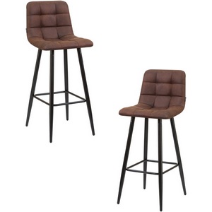 Изображение товара Набор 2 шт стул барный DOBRIN NICOLE (черные матовые ножки, коричневая микрофибра (PK-03))