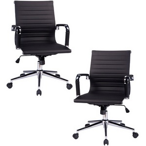 Изображение товара Набор 2 шт стул для офиса руководителя с низкой спинкой DOBRIN CLAYTON (черный)