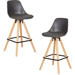 Изображение товара Набор 2 шт стул полубарный DOBRIN RONNI (ножки светлый бук, тёмно-серый (GR-04))