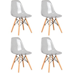 Изображение товара Набор 4 шт стул обеденный DOBRIN DSW CASPER (ножки светлый бук, цвет прозрачный)