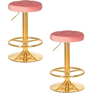 Изображение товара Набор 2 шт табурет барный DOBRIN BRUNO GOLD (пудрово-розовый велюр (MJ9-32))