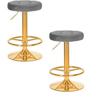 Изображение товара Набор 2 шт табурет барный DOBRIN BRUNO GOLD (серый велюр (MJ9-75))