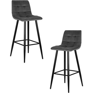 Изображение товара Набор 2 шт стул барный DOBRIN NICOLE (черные матовые ножки, темно-серый велюр (108-91))