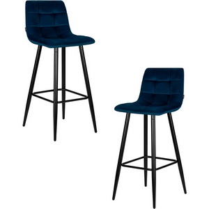 Изображение товара Набор 2 шт стул барный DOBRIN NICOLE (черные матовые ножки, темно-синий велюр (108-95))