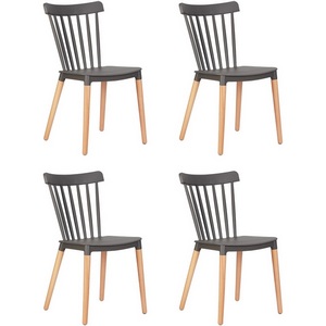 Изображение товара Набор 4 шт стул обеденный DOBRIN THEO (ножки светлый бук, цвет темно-серый (GR-04))