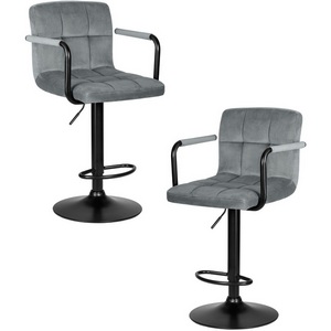 Изображение товара Набор 2 шт стул барный DOBRIN KRUGER ARM BLACK (серый велюр (MJ9-75))