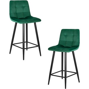 Изображение товара Набор 2 шт стул полубарный DOBRIN OLIVIA (черные матовые ножки, зелёный велюр (108-64))
