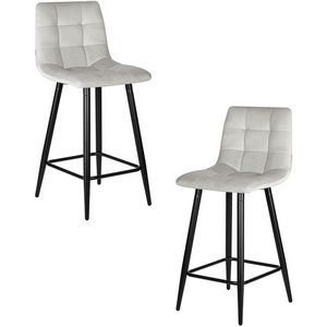 Изображение товара Набор 2 шт стул полубарный DOBRIN OLIVIA (черные матовые ножки, светло-серый велюр (108-52))