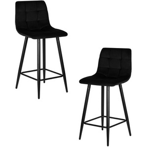 Изображение товара Набор 2 шт стул полубарный DOBRIN OLIVIA (черные матовые ножки, черный велюр (108-77))