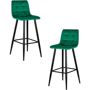 Изображение товара Набор 2 шт стул барный DOBRIN NICOLE (черные матовые ножки, зелёный велюр (108-64))