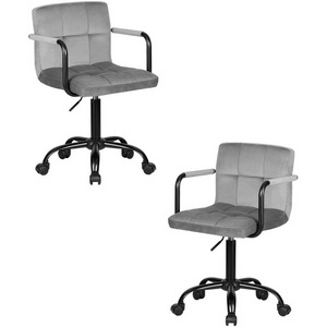Изображение товара Кресло офисное на колесиках с высотой сиденья 45 см для персонала DOBRIN TERRY BLACK (серый велюр (MJ9-75))