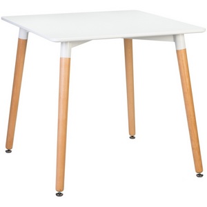 Изображение товара Стол квадратный белый обеденный (ножки светлый бук, столешница белая) 03-TD-LMZL SERRA SERRA, цвет столешницы белый, основания бук (квадратная столешница, 4 ножки)