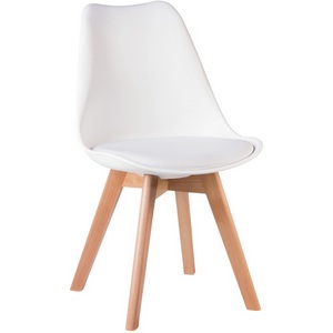 Изображение товара Стул для гостиной белый обеденный (ножки светлый бук, цвет сиденья белый (W-02)) 635PP-LMZL JERRY SOFT SOFT, (W-02), основания бук
