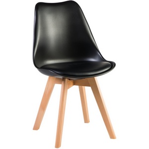 Изображение товара Стул для гостиной черный обеденный (ножки светлый бук, цвет сиденья черный (B-03)) 635PP-LMZL JERRY SOFT SOFT, черный (B-03), основания бук