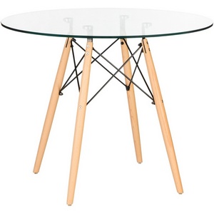 Изображение товара Стол обеденный CHELSEA`90 (ножки светлый бук, столешница стекло) 109-1-TD-LMZL GLASS GLASS, стекло, цвет основания бук (круглая столешница, 4 ножки)