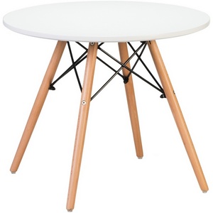 Изображение товара Стол журнальный (ножки светлый бук, цвет белый) 53-TD-LMZL SHELLEY SHELLEY, столешницы белый, основания бук (круглая столешница, 4 ножки)