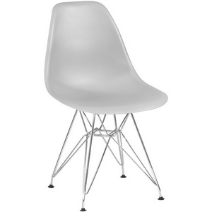 Изображение товара Стул для кухни высотой 80 см обеденный DSR (ножки хром, цвет светло-серый (GR-01)) 638APP-LMZL DSR, сиденья (GR-01), основания хромированная сталь