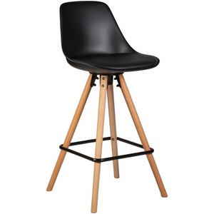 Изображение товара Стул с подставкой для ног с каркасом из пластика полубарный RONNI (ножки светлый бук, черный (B-03)) 759APP-1-LMZL RONNI, цвет сиденья (B-03), основания бук