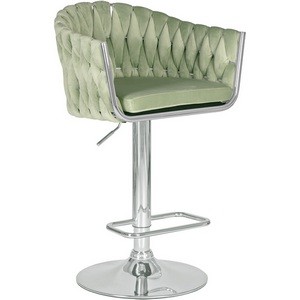 Изображение товара Стул барный (пудрово-мятный велюр (MJ9-87)) 9692-LM MARCEL MARCEL, цвет сиденья пудрово-мятный (MJ9-87), основания хромированная сталь