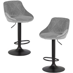Изображение товара Набор 2 шт Стул барный DOBRIN LOGAN BLACK (серый велюр (MJ9-75))