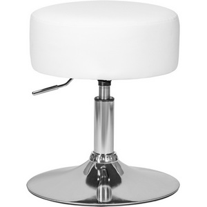 Изображение товара Пуфик круглый из экокожи (белый PU) 2050-LM DANNY DANNY, цвет сиденья белый, основания хром