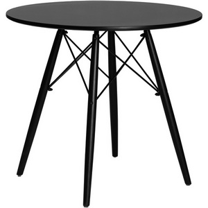 Изображение товара Стол с деревянной столешницей черный обеденный CHELSEA`80 (столешница черная, основание черное) 108_BlackBase-TD-LMZL BLACK BLACK, цвет столешницы черный, основания черный (круглая столешница, 4 ножки)