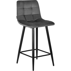 Изображение товара Стул полубарный DOBRIN OLIVIA (черные матовые ножки, темно-серый велюр (108-91))