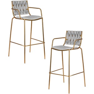 Изображение товара Набор 2 шт Стул барный DOBRIN MILLER GOLD (cветло-серый велюр (135-37))