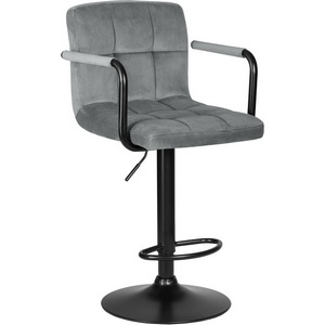 Изображение товара Стул барный DOBRIN KRUGER ARM BLACK (серый велюр (MJ9-75))