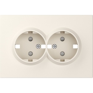 Изображение товара Накладка для розетки 2-й с заземлением, со шторками 16A 250 В~, матовый кремовый Donel A07 DE22231