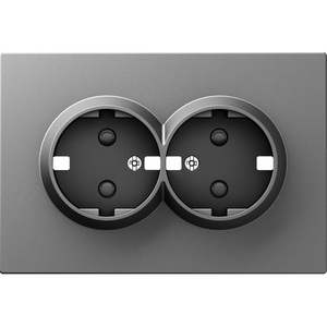 Изображение товара Накладка для розетки 2-й с заземлением, со шторками 16A 250 В~, сталь Donel A07 DE22237