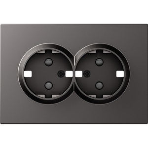 Изображение товара Накладка для розетки 2-й с заземлением, со шторками 16A 250 В~, матовый титан Donel A07 DE22245