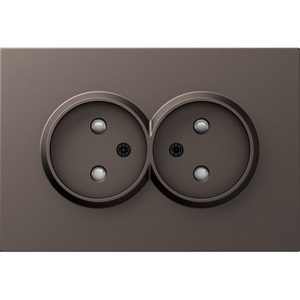 Изображение товара Накладка для розетки 2-й без заземления, со шторками 16A 250 В~, мокко Donel A07 DE22653