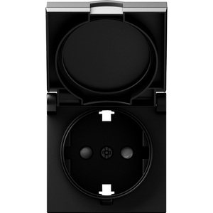 Изображение товара Накладка для розетки Schuko с заземлением, с крышкой, 16A 250 В~, матовый карбон IP44 Donel A07 DE45430