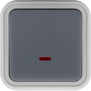 Изображение товара Выключатель звонкового типа 1-клавишный накладной, с подсветкой, цвет серый IP55 Donel W55 DIP35140