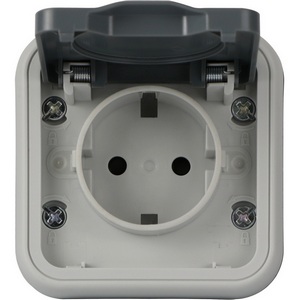 Изображение товара Рамка с крышкой для скрытой установки розетки одиночный, цвет серый, IP55, серия W55 Donel W55 DIP62040