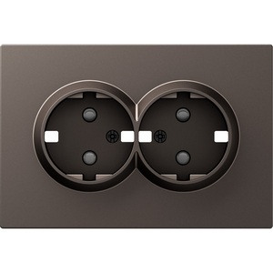 Изображение товара Накладка для розетки 2-й с заземлением, со шторками 16A 250 В~, мокко Donel S08 DS22253