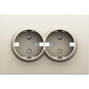 Изображение товара Накладка для розетки 2-й с заземлением, со шторками 16A 250 В~, слоновая кость Donel S08 DS22255