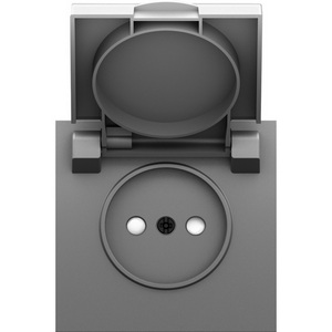 Изображение товара Накладка для розетки без заземления, с крышкой, 16A 250 В~, серый графит IP44 Donel S08 DS43459