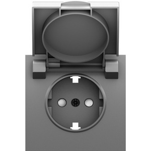 Изображение товара Накладка для розетки Schuko с заземлением, с крышкой, 16A 250 В~, серый графит IP44 Donel S08 DS45459