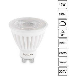 Изображение товара Светодиодная лампа Donolux DL18275 CERAMIC DL18275W10GU10 70Dim 10Вт, 3000K, 856Лм, Dim Triac